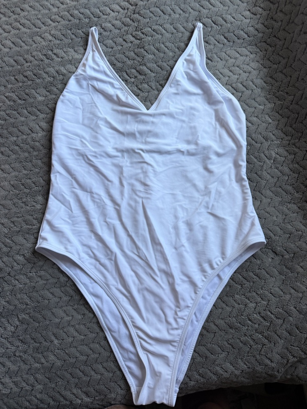Amazon White V-Neck One-Piece Swimsuit